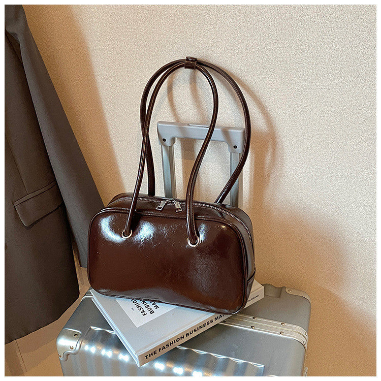 Ielgy Korean Version Red Niche Bowling Bag Retro Underarm Large Capacity One-Shoulder Briefcase Portable