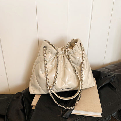 Ielgy Diamond Chain Bag Large Capacity One-Shoulder Cross-Body High-End Texture Bucket Bag