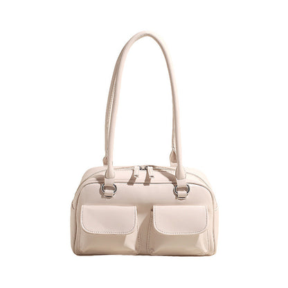 Ielgy Fashion Trend Boston Underarm Bag Melade Color Retro Bowling Shoulder Bag