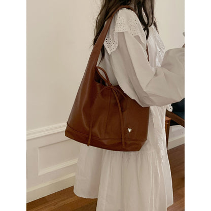 Ielgy Korean Version Niche Commuter Female Bag All-Match Casual Bow Large-Capacity One-Shoulder Armpit Tote Bag