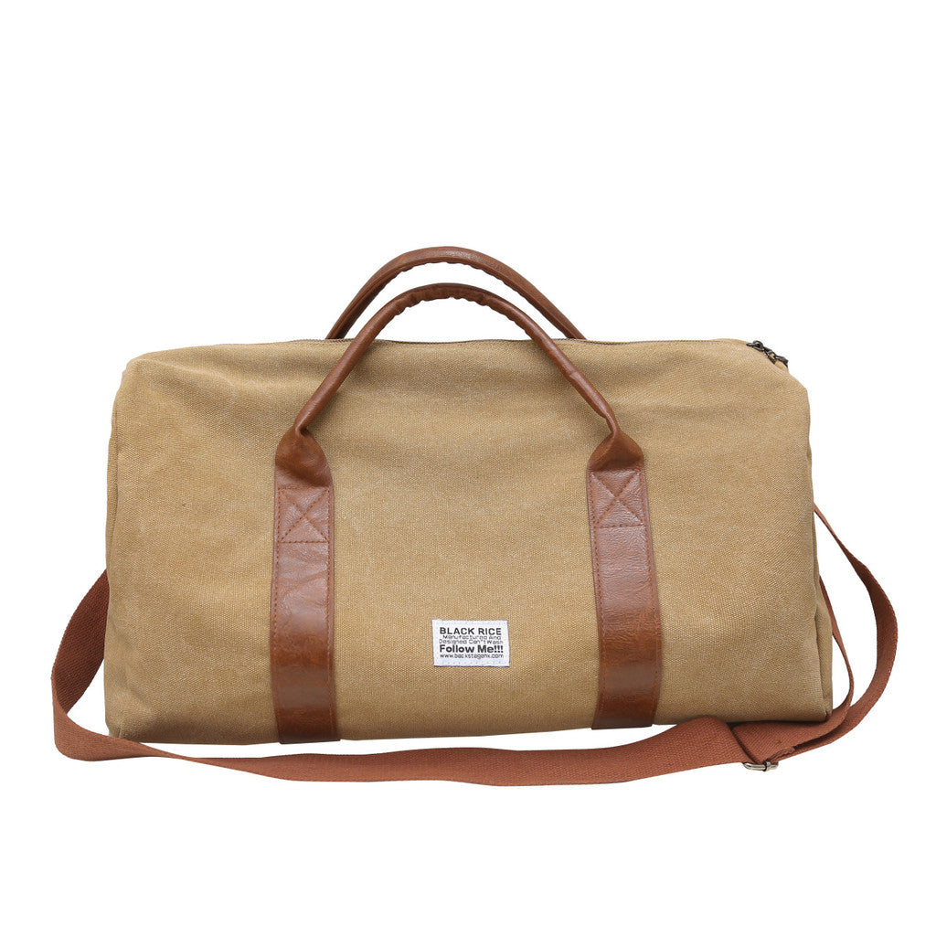 Ielgy Trendy Canvas Travel Bag Large Capacity Backpack Casual All-Match Business Trip Duffel Bag Short-Distance Handbag Gym Bag