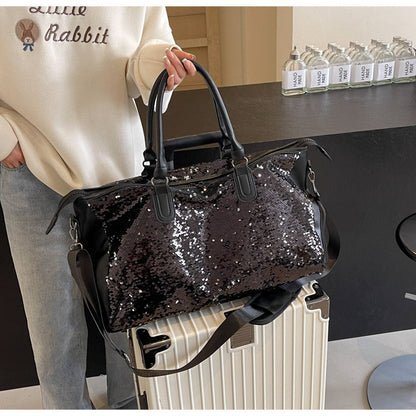 Ielgy Summer Fashion Large-Capacity Travel Bag High-End Feeling Dry Wet Separation Sequins Short-Distance Travel Portable Shoulder Bag