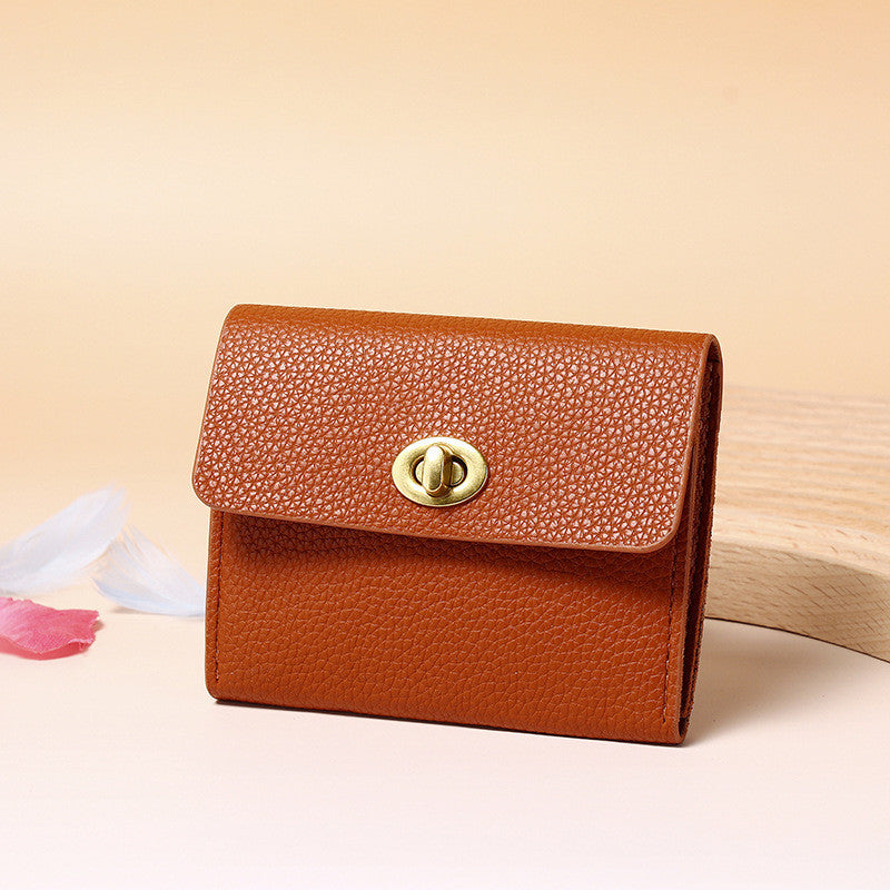 Ielgy Ladies Small Wallet Soft Leather Thin Style Simple Small Ladies High-End Multi-card Coin Purse