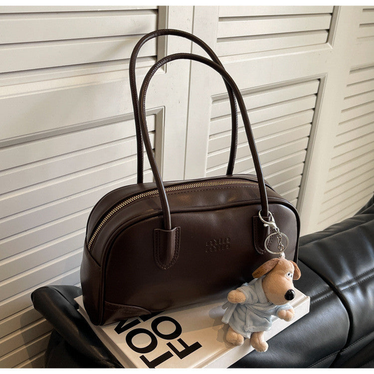 Ielgy Melade Retro Bag Korean Portable Bowling Bag All-Match Cross-Body Bag (without Pendant)