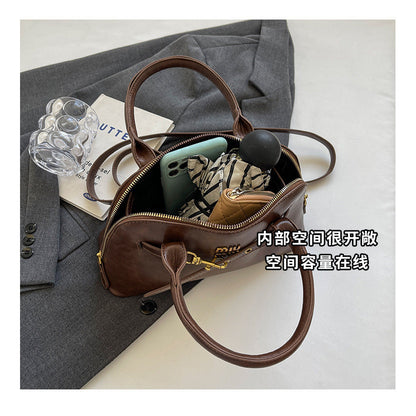 Ielgy High-End Retro Brown Fashionable All-Match Women's Cross-Body Bag Portable Shell Bag