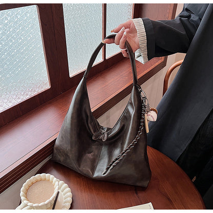 Ielgy Large-Capacity All-Match Lazy High-End Shoulder Underarm Bag Commuter Soft Leather Tote Bag