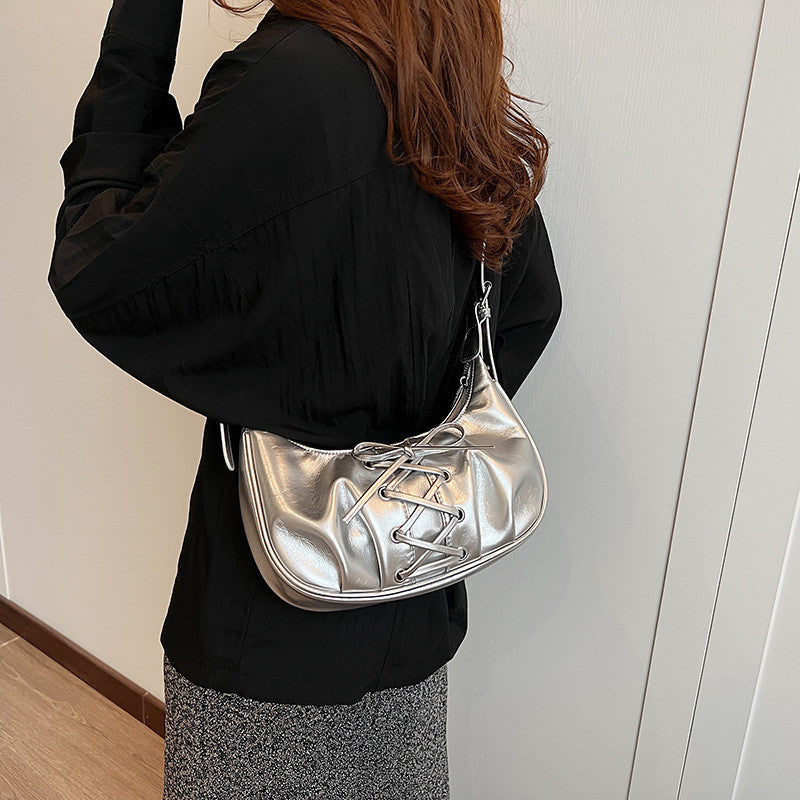 Ielgy High-End Temperament Red Bow Bag Sweet Cool Hot Girl One-Shoulder Underarm Niche Dumpling Bag