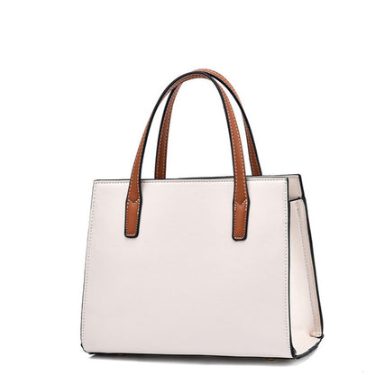 Ielgy Fashion Contrast Color Handbag Large Capacity Ladies Stitching Shoulder Messenger Bag Trendy