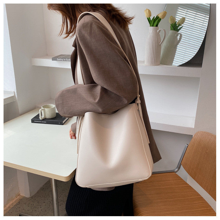 Ielgy Texture Big Bag Trendy All-Match Large-Capacity Broadband Cross-Body High-End Bucket Bag