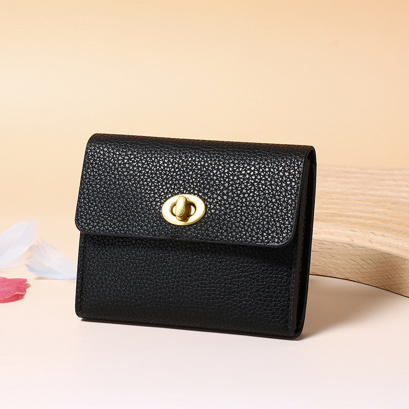 Ielgy Ladies Small Wallet Soft Leather Thin Style Simple Small Ladies High-End Multi-card Coin Purse