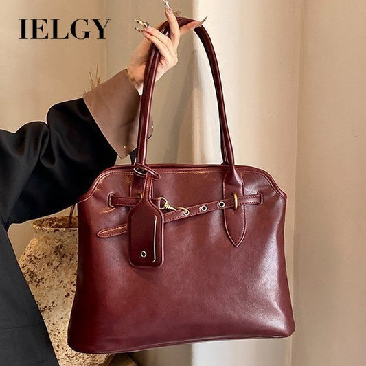 Ielgy High-End Feeling Large-Capacity Underarm Tote Bag Fashion Retro Lock Simple One-Shoulder Large Bag T