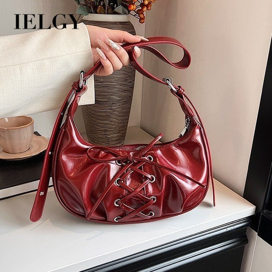 Ielgy High-End Temperament Red Bow Bag Sweet Cool Hot Girl One-Shoulder Underarm Niche Dumpling Bag