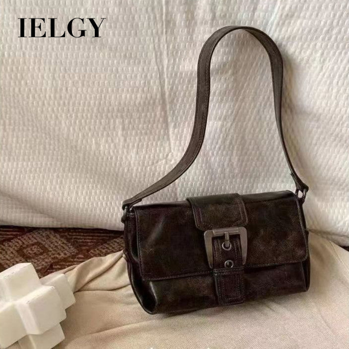 Ielgy Ladies Melade Style Bag Shoulder Crossbody Retro Motorcycle Small Bag All-Match Underarm Bag