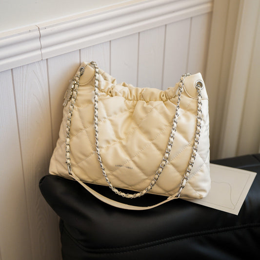 Ielgy Ladies Large-Capacity Shoulder Messenger Bag Texture Portable Diamond Bucket Bag