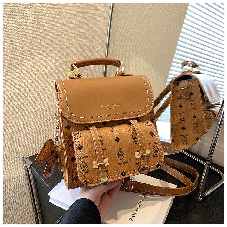 Ielgy Japanese Retro Fashion Backpack High-End Sense School Bag Texture Out Portable