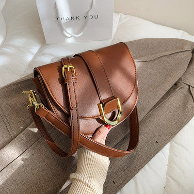 Ielgy Fashion Texture Portable Saddle Bag Shoulder Crossbody Underarm Bag