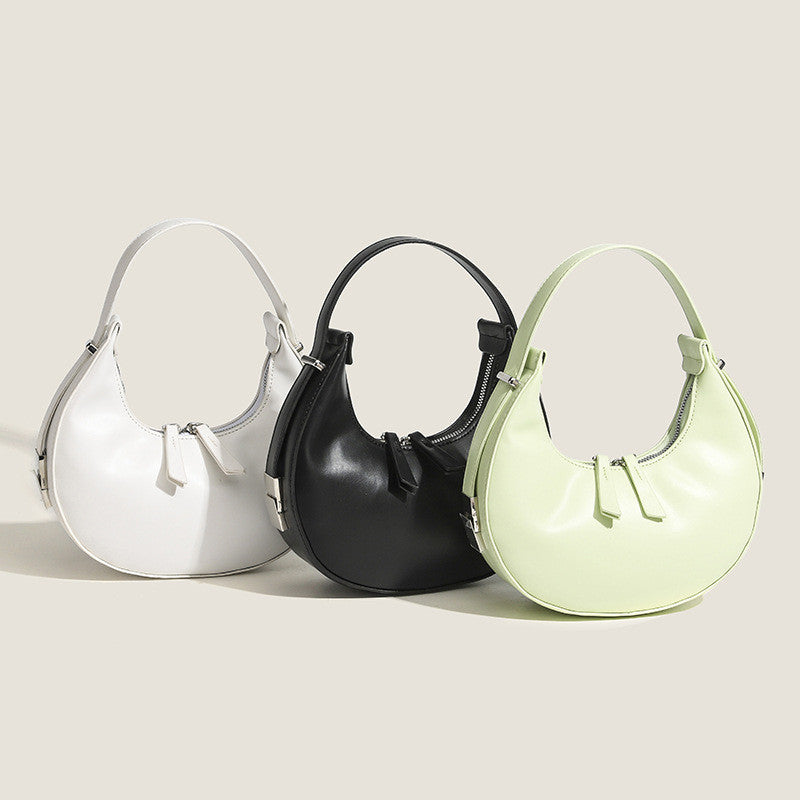 Ielgy Niche French Underarm Bag Solid Color Hand Carry Crescent Bag All-Match Texture Fashion Shoulder Bag