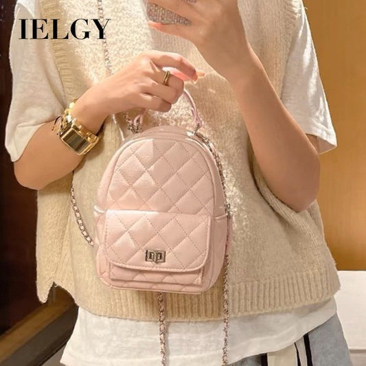 Ielgy High-End Feeling Niche Diamond Chain Backpack Fashionable All-Match Backpack Portable