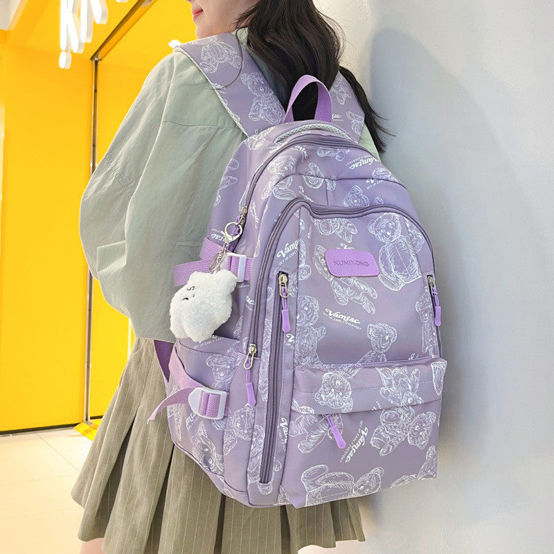 Ielgy Student Schoolbag Simple Casual Backpack Lightweight High-value Large-capacity Backpack