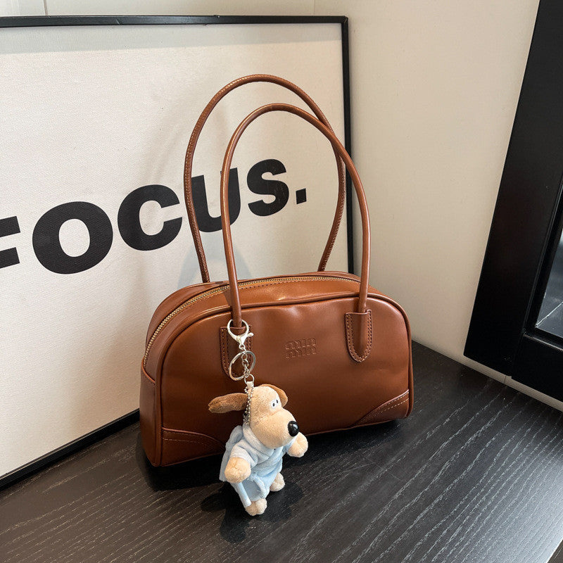 Ielgy Melade Retro Bag Korean Portable Bowling Bag All-Match Cross-Body Bag (without Pendant)