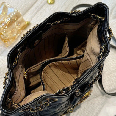 Ielgy Large Capacity Fashionable Diamond Chain Bag Shoulder Bucket Bag