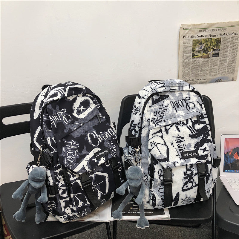 Ielgy Graffiti College Students Large Capacity Harajuku Style Trendy Backpack