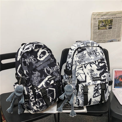 Ielgy Graffiti College Students Large Capacity Harajuku Style Trendy Backpack