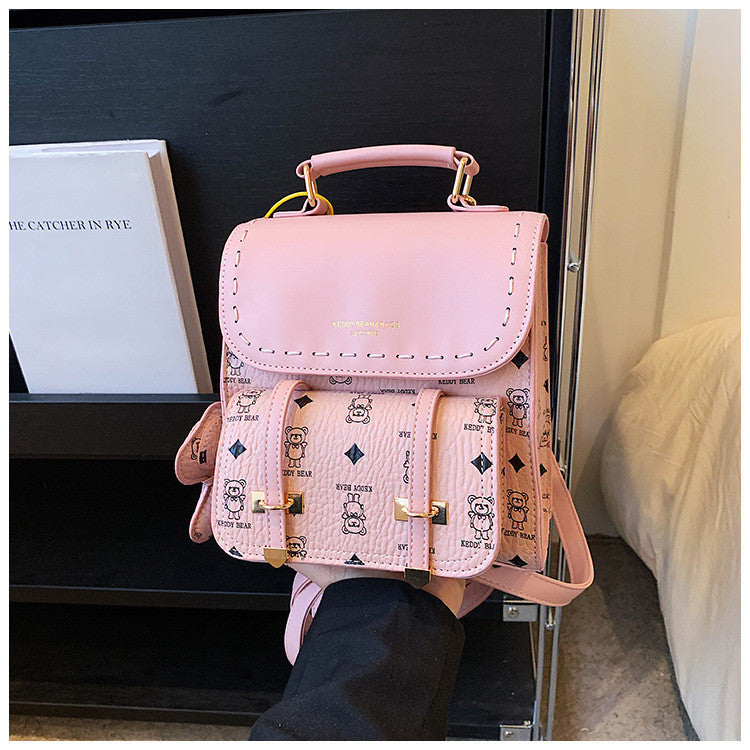 Ielgy Japanese Retro Fashion Backpack High-End Sense School Bag Texture Out Portable