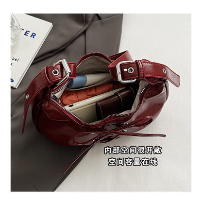 Ielgy High-End Temperament Red Bow Bag Sweet Cool Hot Girl One-Shoulder Underarm Niche Dumpling Bag