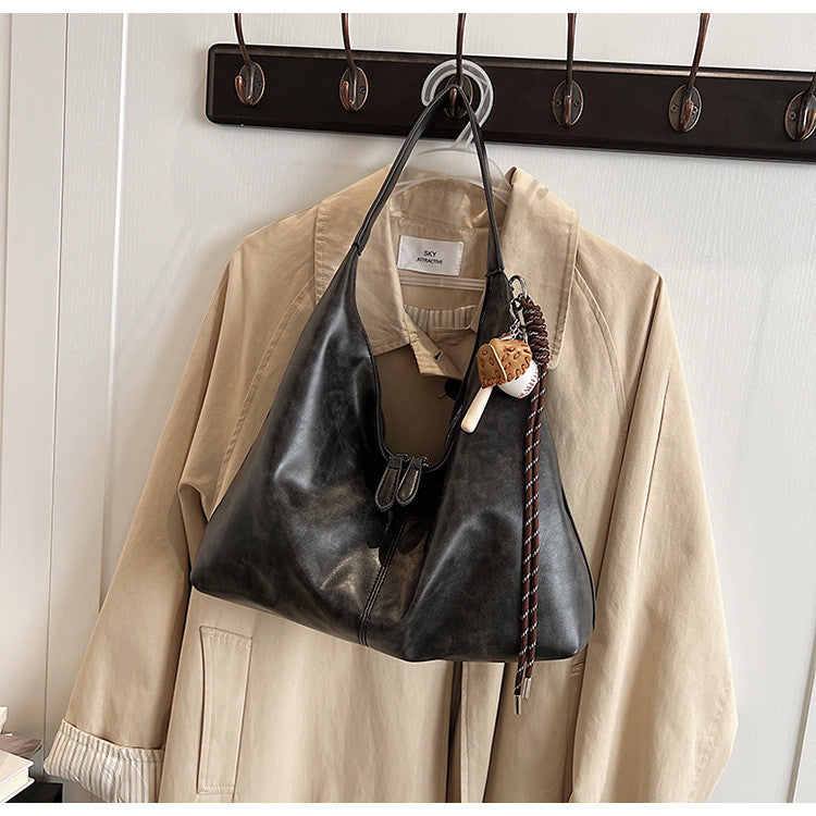 Ielgy Large-Capacity All-Match Lazy High-End Shoulder Underarm Bag Commuter Soft Leather Tote Bag