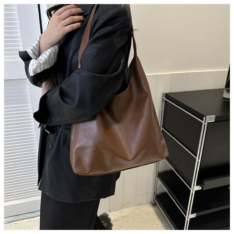 Ielgy Large-Capacity Fashionable Texture pu Commuter Bag All-Match One-Shoulder Underarm