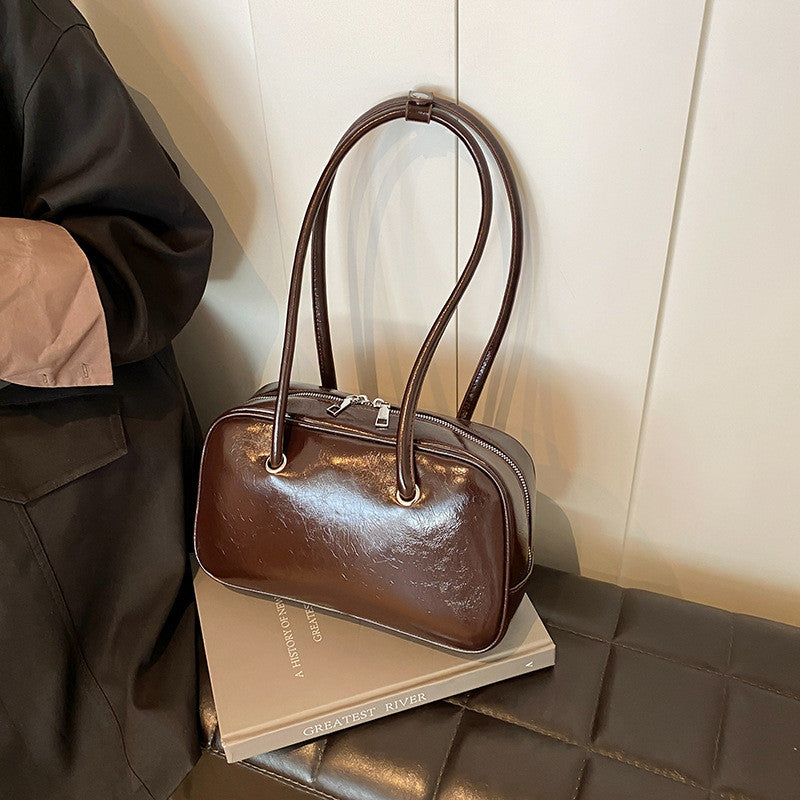 Ielgy Korean Version Red Niche Bowling Bag Retro Underarm Large Capacity One-Shoulder Briefcase Portable