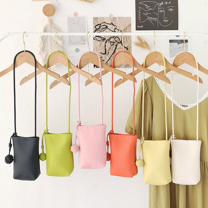 Ielgy Korean Version Summer All-Match Soft Leather Mobile Phone Bag Portable Shopping Small Shoulder Bag Retro Lychee Pattern Shoulder Crossbody