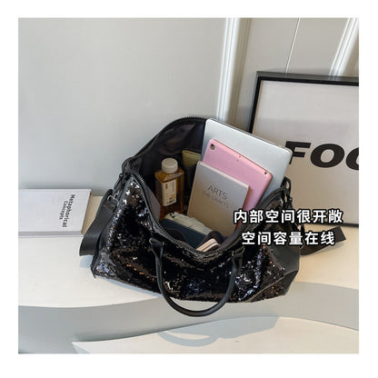 Ielgy Summer Fashion Large-Capacity Travel Bag High-End Feeling Dry Wet Separation Sequins Short-Distance Travel Portable Shoulder Bag