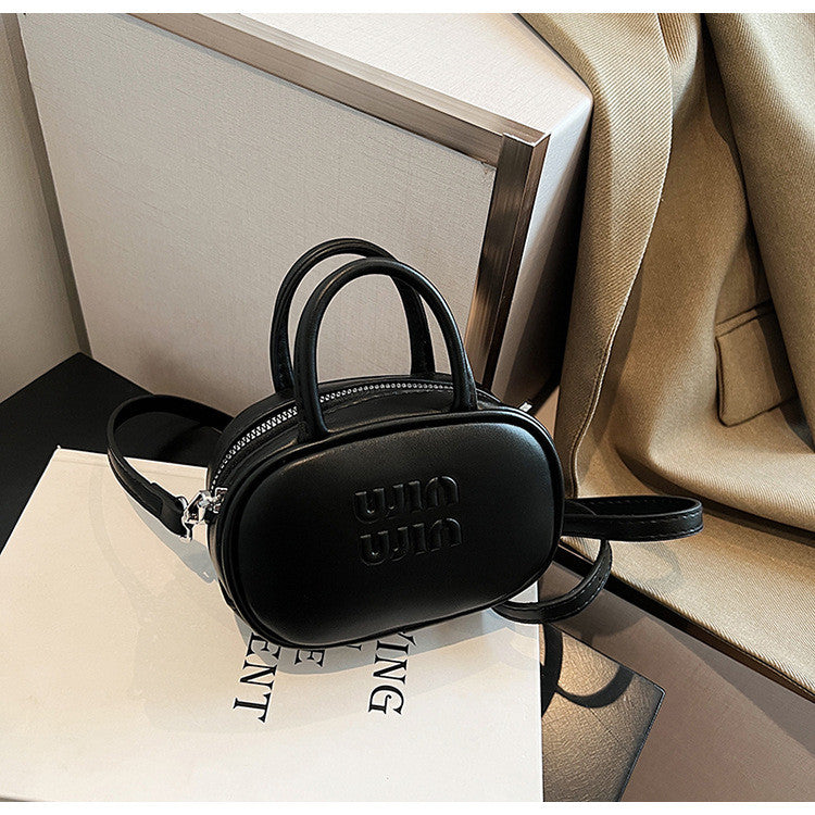 Ielgy Fashion Niche Bowling Briefcase Large Capacity Commuter Handbag One Shoulder Diagonal