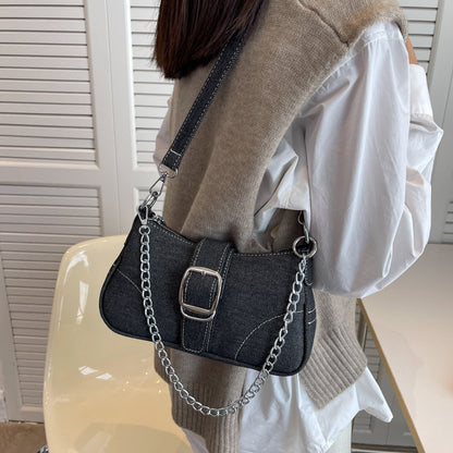 Ielgy High-End Canvas Summer Fashion Chain Messenger Bag Shoulder Armpit Bag