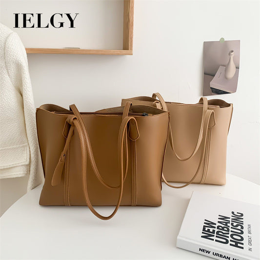 Ielgy Tote Bag Korean Version Shoulder Bag Fashion Casual Large Capacity Handbag Simple Female Bag