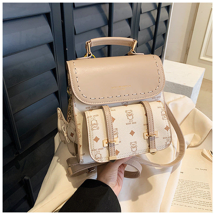 Ielgy Japanese Retro Fashion Backpack High-End Sense School Bag Texture Out Portable