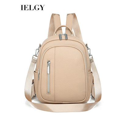 Ielgy Ladies Backpack Korean Version Soft Leather All-Match Simple Backpack Candy Color Cute Small Bag Travel Backpack