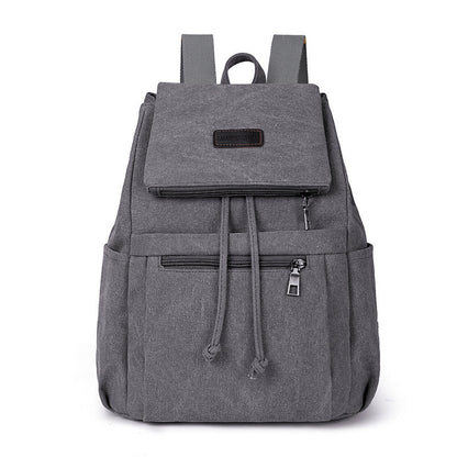 Ielgy Canvas Bag Korean Version Trendy Ladies Canvas Backpack Fashion Student School Bag Retro Backpack