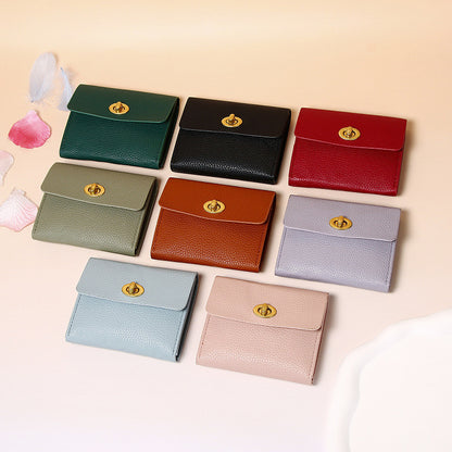 Ielgy Ladies Small Wallet Soft Leather Thin Style Simple Small Ladies High-End Multi-card Coin Purse