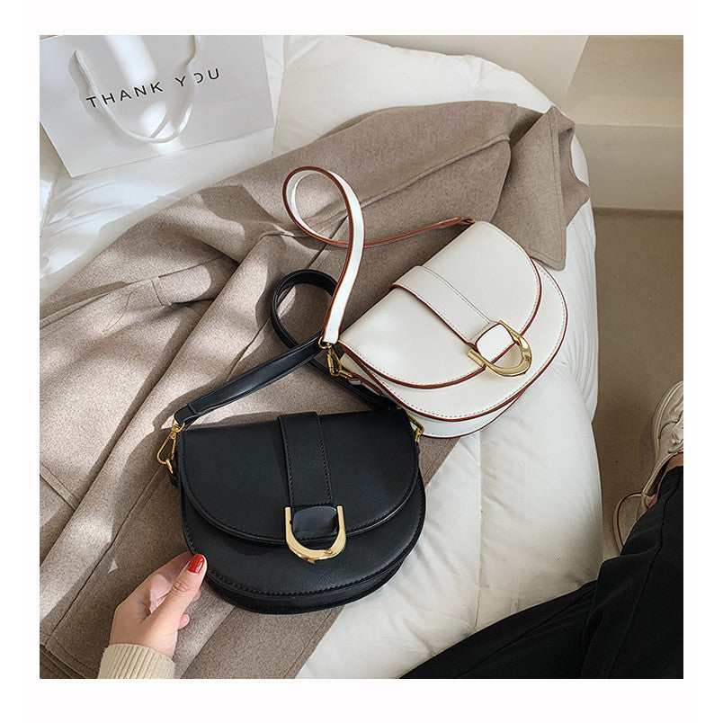 Ielgy Fashion Texture Portable Saddle Bag Shoulder Crossbody Underarm Bag