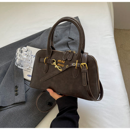 Ielgy High-End Retro Brown Fashionable All-Match Women's Cross-Body Bag Portable Shell Bag