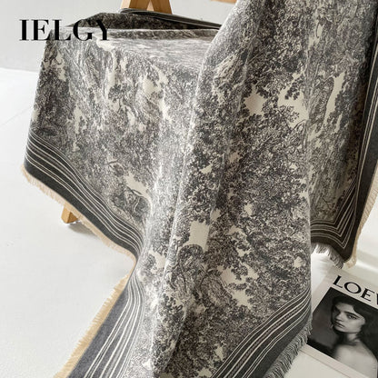 Ielgy Autumn Winter Animal Pattern Jacquard Large Square Scarf Imitation Cashmere Shawl All-Match Thickened