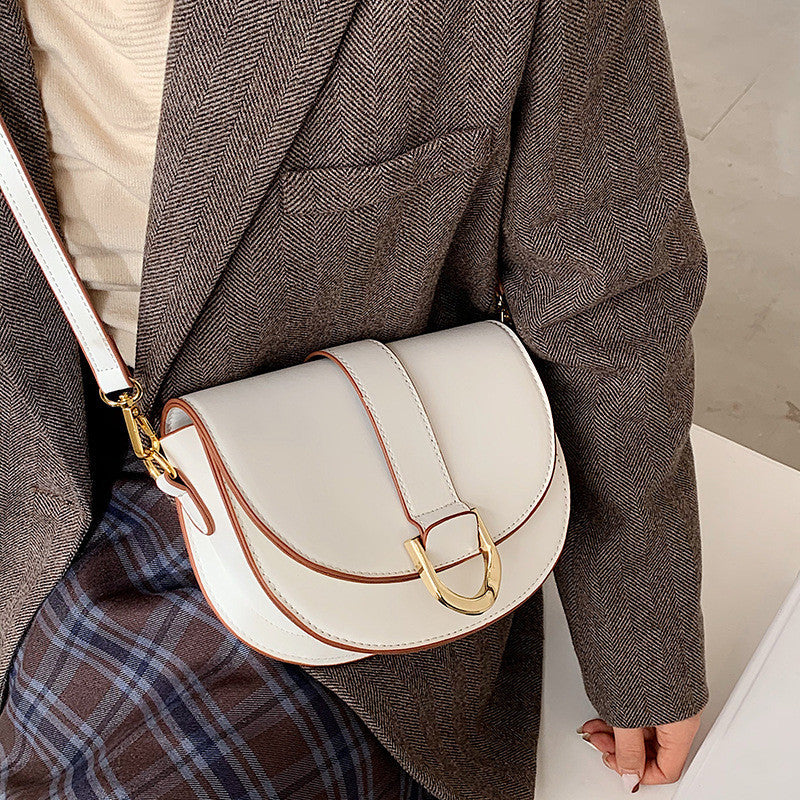 Ielgy Fashion Texture Portable Saddle Bag Shoulder Crossbody Underarm Bag