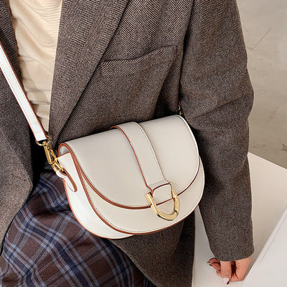 Ielgy Fashion Texture Portable Saddle Bag Shoulder Crossbody Underarm Bag