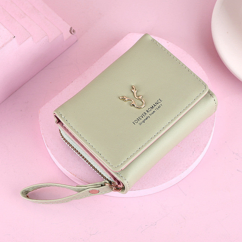 Ielgy Ladies Wallet PU Short Mini Zipper Female Wallet Cartoon 30% Off Buckle Card Holder