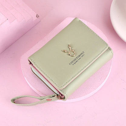 Ielgy Ladies Wallet PU Short Mini Zipper Female Wallet Cartoon 30% Off Buckle Card Holder