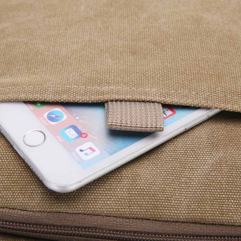 Ielgy Retro Canvas Backpack Ladies Wash Outdoor Backpack Student Simple Trendy Large-Capacity School Bag