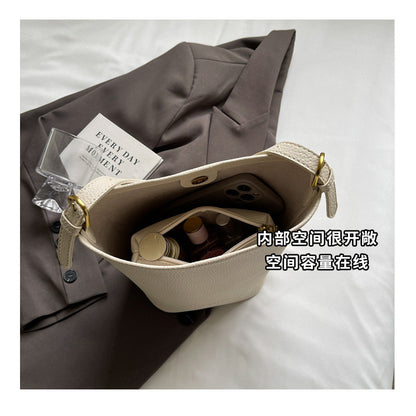Ielgy Niche Design Bucket Bag Simple All-Match Cross-Body Retro Commuter Shoulder Bag